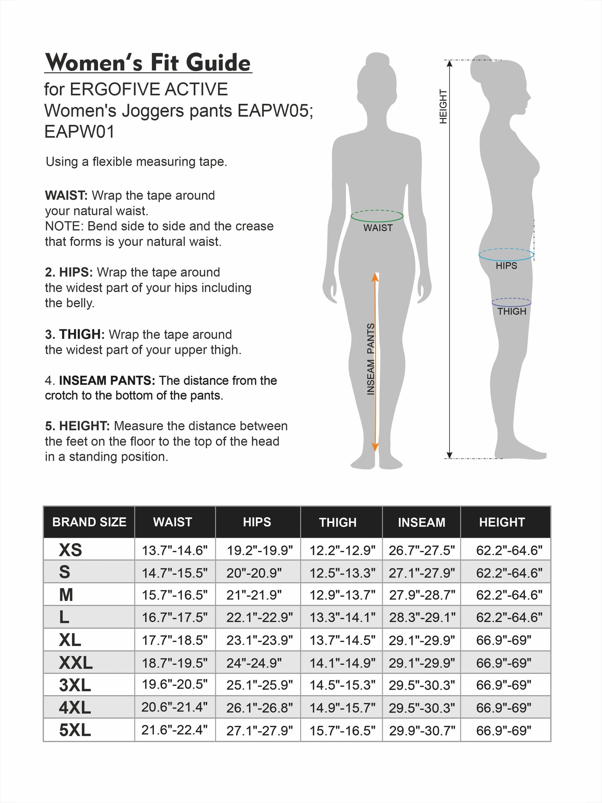 ERGOFIVE ACTIVE Women's Drawstring 4WS Joggers EAPW01